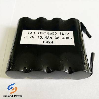 Akkumulator 18650 1S4P 3.7V 10.4Ah Lithium-Ionen-Batterie für Feuer-Panel mit Nickel-Tab