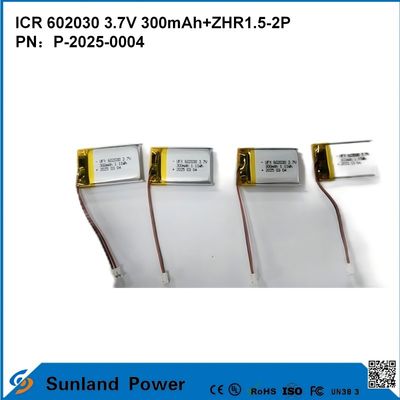 602030 3.7V 300mAh+ZHR1.5-2P Batterie aus ultradünnem Design Flexible Kompatibilität für verschiedene kleine intelligente Geräte Bluetooth-Kopfhörer Tragbare Geräte und tragbare medizinische Ausrüstung