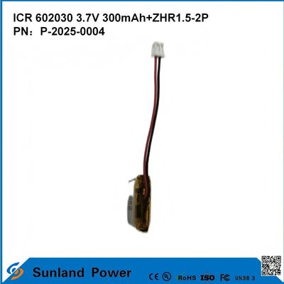 602030 3.7V 300mAh+ZHR1.5-2P Batterie aus ultradünnem Design Flexible Kompatibilität für verschiedene kleine intelligente Geräte Bluetooth-Kopfhörer Tragbare Geräte und tragbare medizinische Ausrüstung
