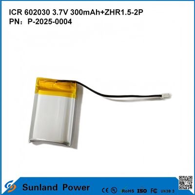 602030 3.7V 300mAh+ZHR1.5-2P Batterie aus ultradünnem Design Flexible Kompatibilität für verschiedene kleine intelligente Geräte Bluetooth-Kopfhörer Tragbare Geräte und tragbare medizinische Ausrüstung