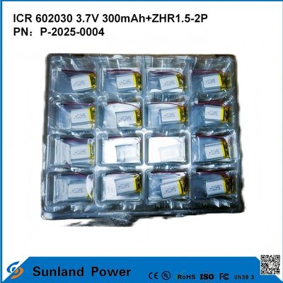 602030 3.7V 300mAh+ZHR1.5-2P Batterie aus ultradünnem Design Flexible Kompatibilität für verschiedene kleine intelligente Geräte Bluetooth-Kopfhörer Tragbare Geräte und tragbare medizinische Ausrüstung