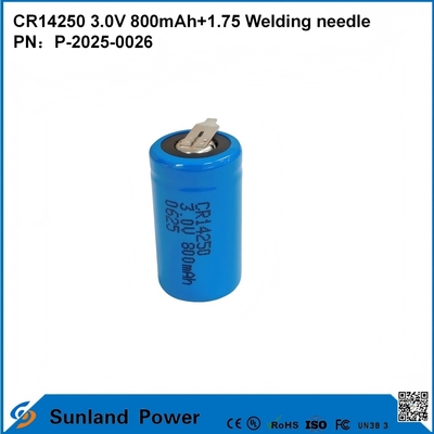 CR14250 3,0 V 800 mAh + 1,75 Schweißnadel, verwendbar für intelligente Zähler, Wasserzähler, Stromzähler, Gaszähler, Speicher-Backup, CMOS-Speicher, RTC-Echtzeituhr, drahtlose Alarmsensoren