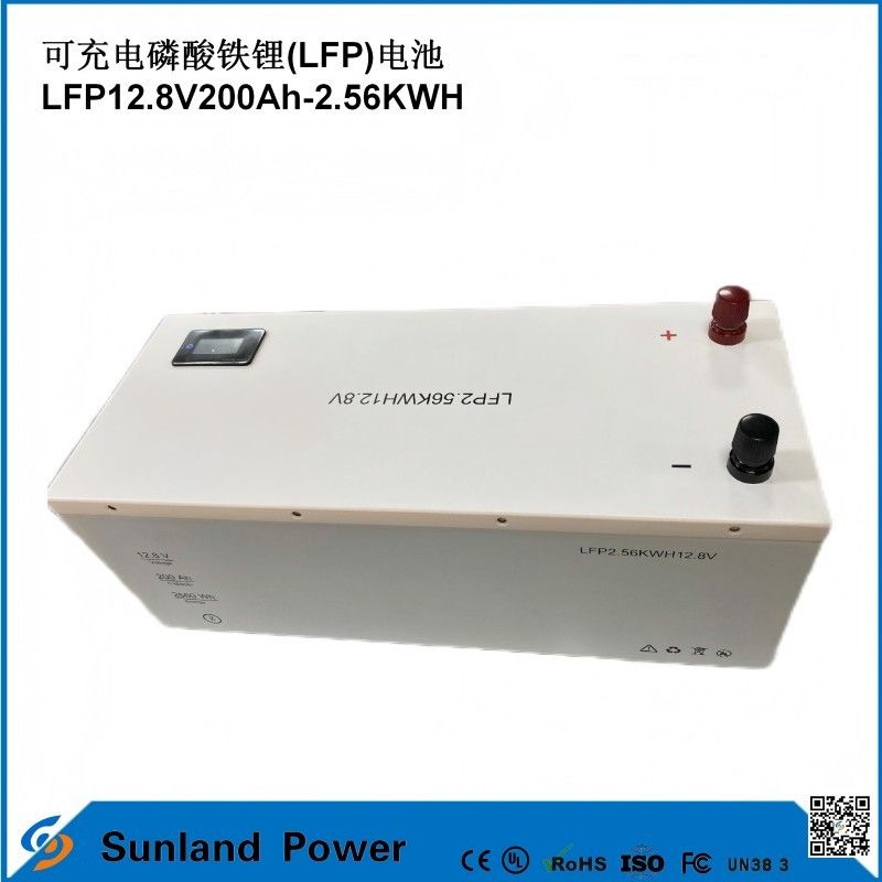 12V 200AH LiFePO4-Batterie mit UN38.3 MSDS UL1642 Zertifikat Kontinuierliche Belastung 100A LCD-Display