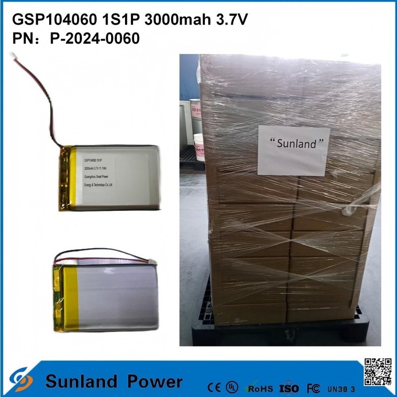 GSP104060 Lithium-Polymer-Batterie ist weit verbreitet in Power-Banken, Bluetooth-Kopfhörern und Bluetooth-Lautsprechern mit einer Zyklusdauer von 500 ¢ 2500 Ladung / Entladung