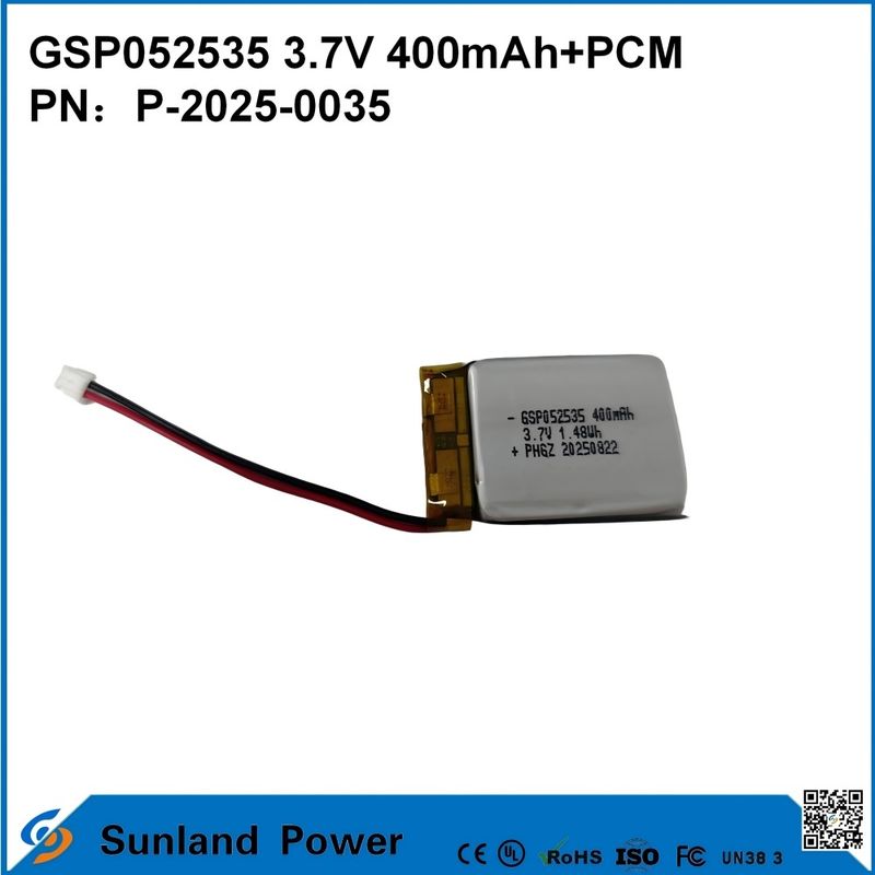GSP052535 3,7V 400mAh+PCM-Akku, verwendet in kompakten Funkgeräten, Sprachaufzeichnungsgeräten, Mini-GPS-Trackern, intelligenten Stiften und ähnlichen Geräten
