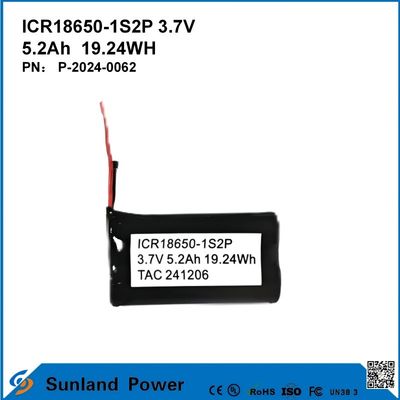 ICR18650-1S2P 3.7V 5.2AH 19.24WH wiederaufladbare Batterie
