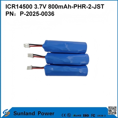 ICR14500 3,7V 800mAh-PHR-2-JST-10mm Drahtbatterie