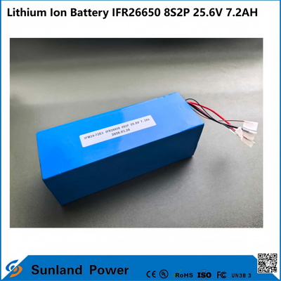 Das IFR26650 8S2P 25,6V 7,2Ah LiFePO4-Akkupaket wird weit verbreitet in Solar-Tracking-Systemen, Telekommunikationssicherungsnetzen, tragbaren Instrumenten und kompakten AGVs verwendet