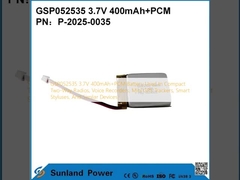 GSP052535 3,7V 400mAh+PCM-Akku, verwendet in kompakten Funkgeräten, Sprachaufzeichnungsgeräten, Mini-GPS-Trackern, intelligenten Stiften und ähnlichen Geräten
