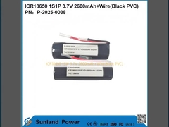ICR18650 1S1P 3.7V 2600mAh + Draht ((Schwarzer PVC)