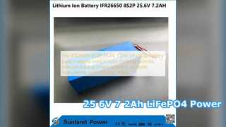 IFR26650 8S2P 25,6 V 7,2 Ah LiFePO4-Batterieleistung